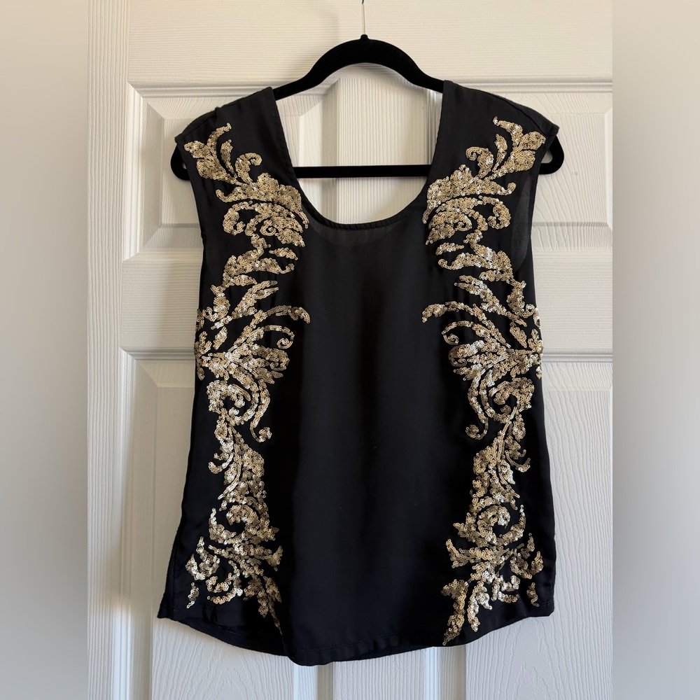 Hinge Black Top with Gold Embellishments